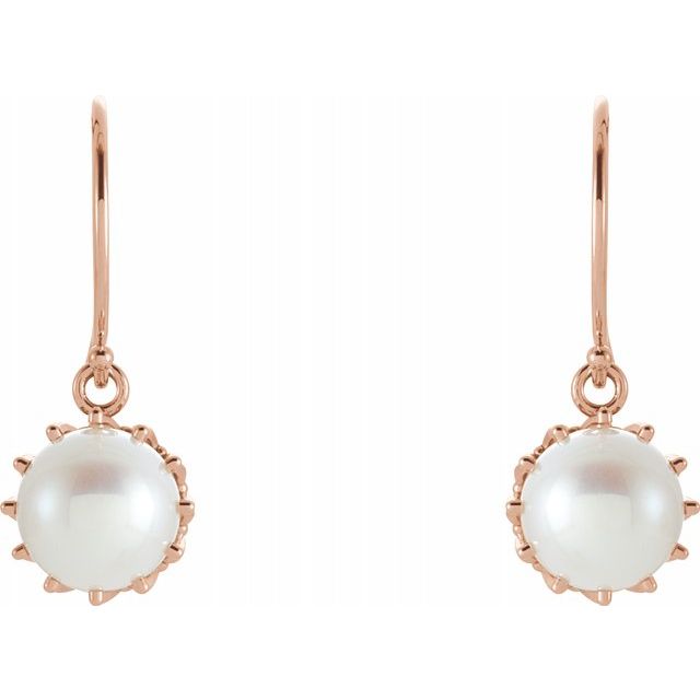 14K Gold Freshwater Cultured Pearl Crown Earrings