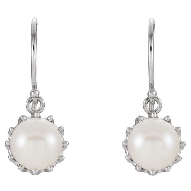 14K Gold Freshwater Cultured Pearl Crown Earrings