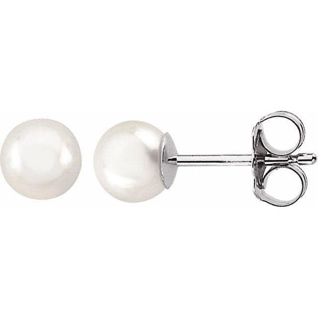 14K Gold - White Akoya Cultured Pearl Earrings