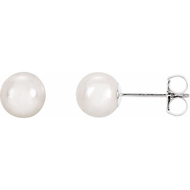 14K Gold - White Akoya Cultured Pearl Earrings