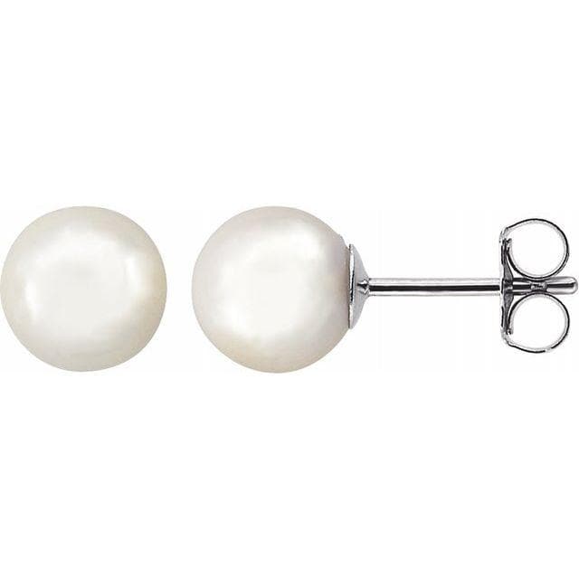 14K Gold - White Akoya Cultured Pearl Earrings