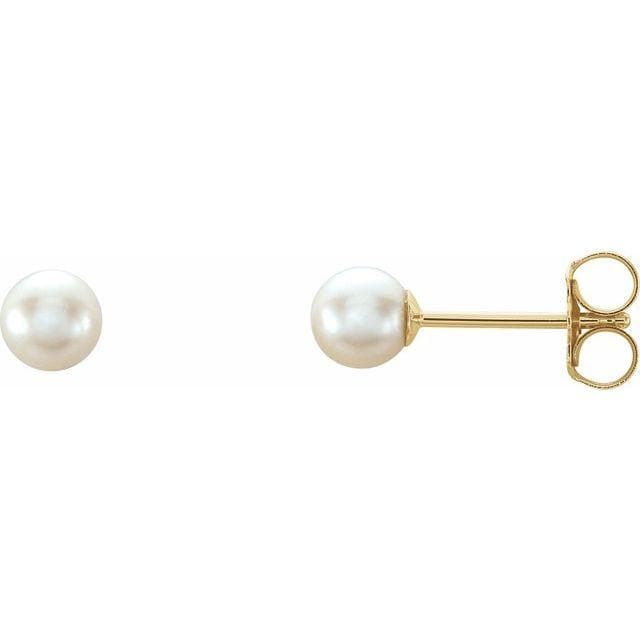 14K Gold - White Akoya Cultured Pearl Earrings