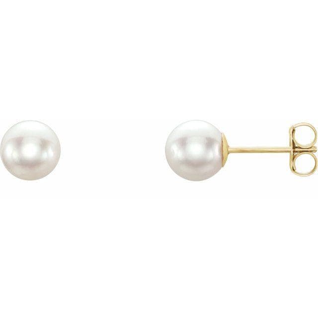 14K Gold - White Akoya Cultured Pearl Earrings