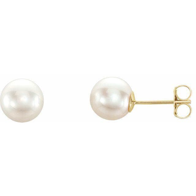 14K Gold - White Akoya Cultured Pearl Earrings