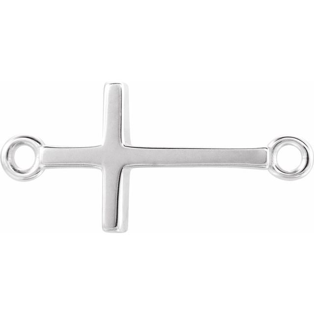 Off-Center Sideways Cross Necklace 16" in 14K Gold
