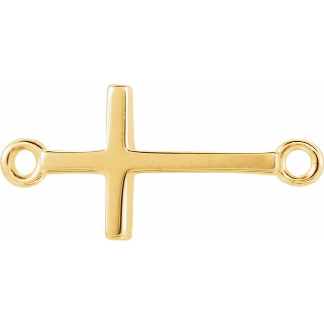Off-Center Sideways Cross Necklace 16" in 14K Gold