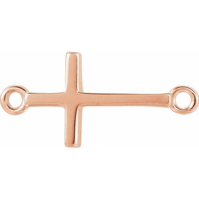 Off-Center Sideways Cross Necklace 16" in 14K Gold