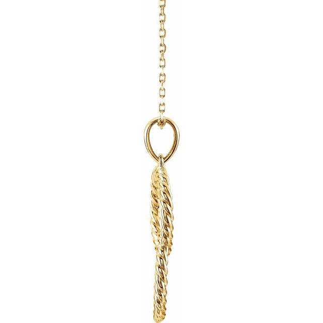 Interlocking Rope Circle Necklace in 14K Gold 16"-18"