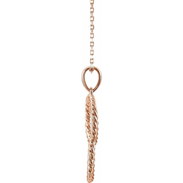 Interlocking Rope Circle Necklace in 14K Gold 16"-18"