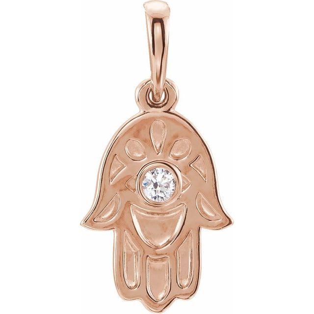 14K Gold & Sterling Silver .03 CTW Diamond Hamsa Necklace 16-18"