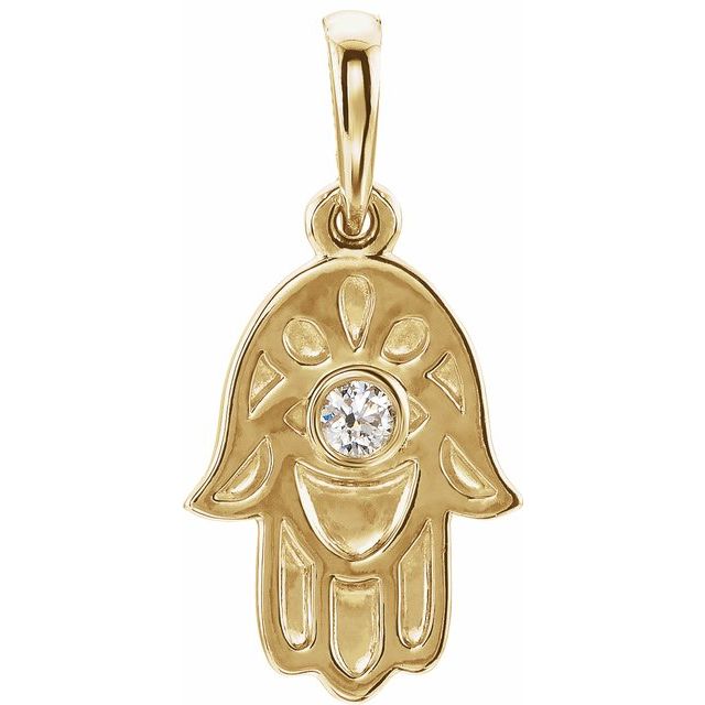 14K Gold & Sterling Silver .03 CTW Diamond Hamsa Necklace 16-18"