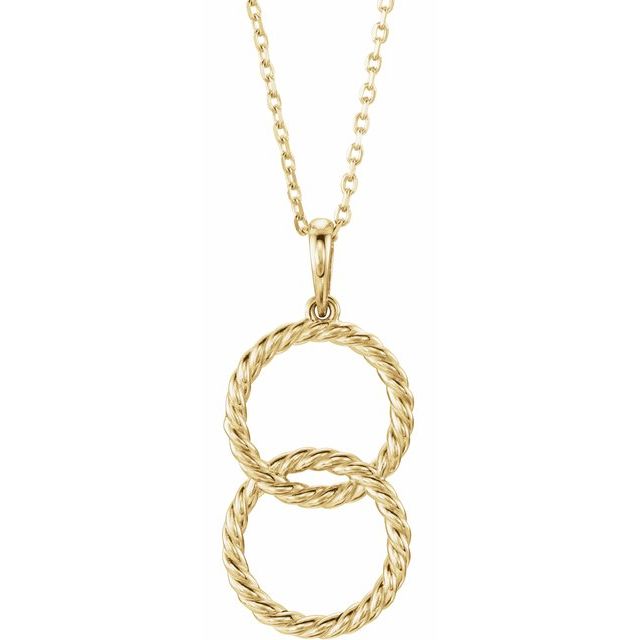 Interlocking Rope Circle Necklace in 14K Gold 16"-18"