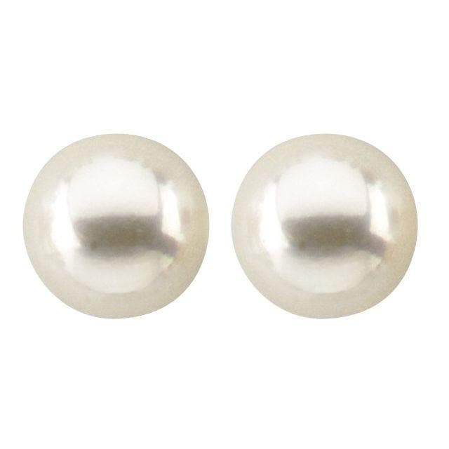 14K Gold - White Akoya Cultured Pearl Earrings