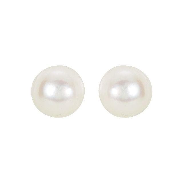 14K Gold - White Akoya Cultured Pearl Earrings