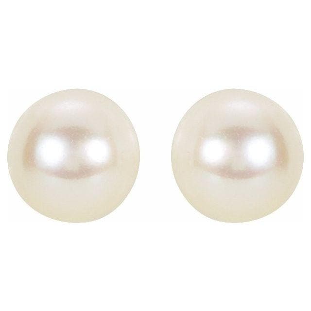 14K Gold - White Akoya Cultured Pearl Earrings