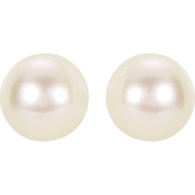 14K Gold - White Akoya Cultured Pearl Earrings