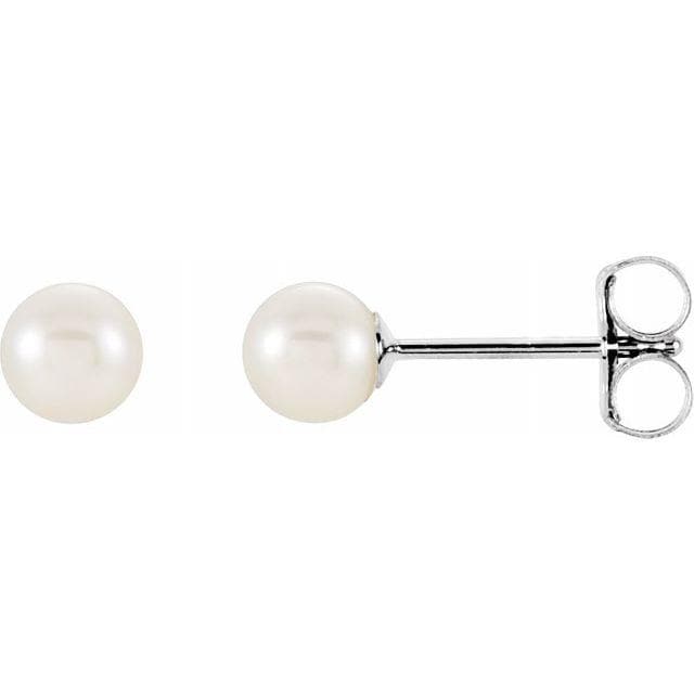 14K Gold - White Akoya Cultured Pearl Earrings