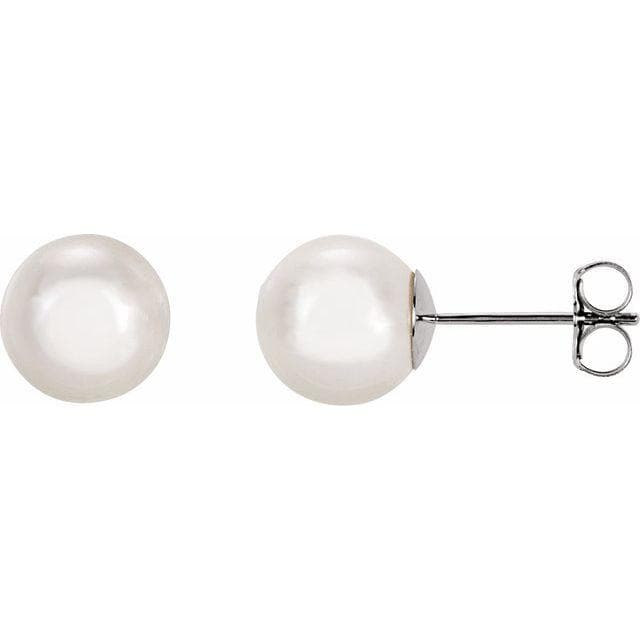 14K Gold - White Akoya Cultured Pearl Earrings