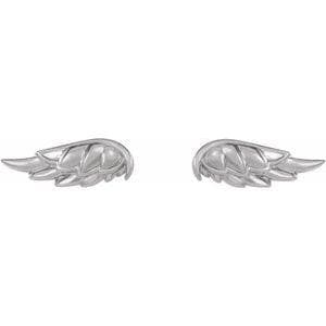 14K White Angel Wing Earrings