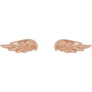 14K Rose Angel Wing Earrings
