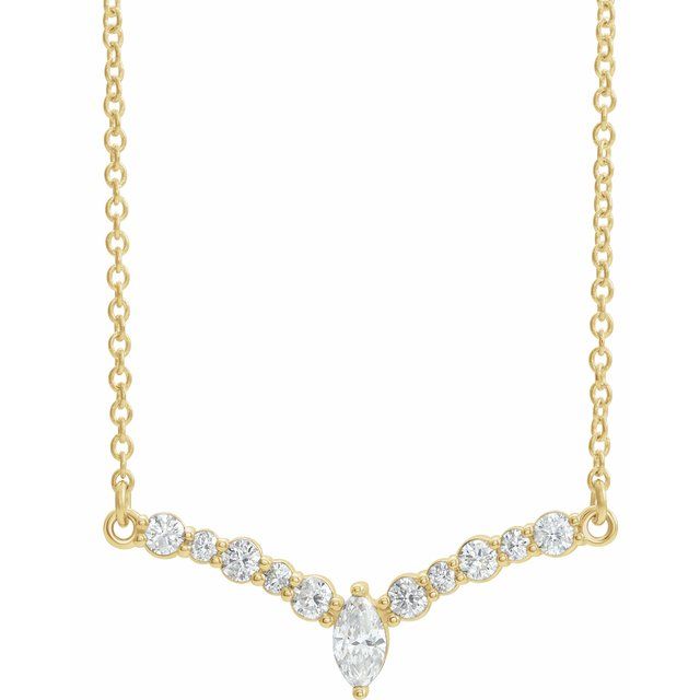 14K Rose 1/3 CTW Diamond 16" "V" Necklace