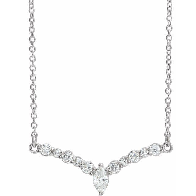 14K Rose 1/3 CTW Diamond 16" "V" Necklace