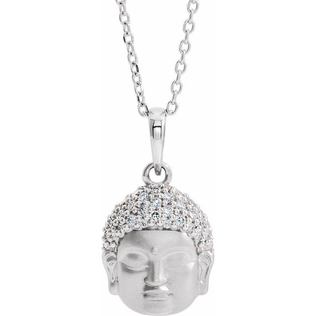 14K Gold & 1/8 CTW Diamond Buddha Necklace 16"-18"