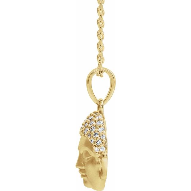 14K Gold & 1/8 CTW Diamond Buddha Necklace 16"-18"