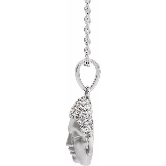 14K Gold & 1/8 CTW Diamond Buddha Necklace 16"-18"