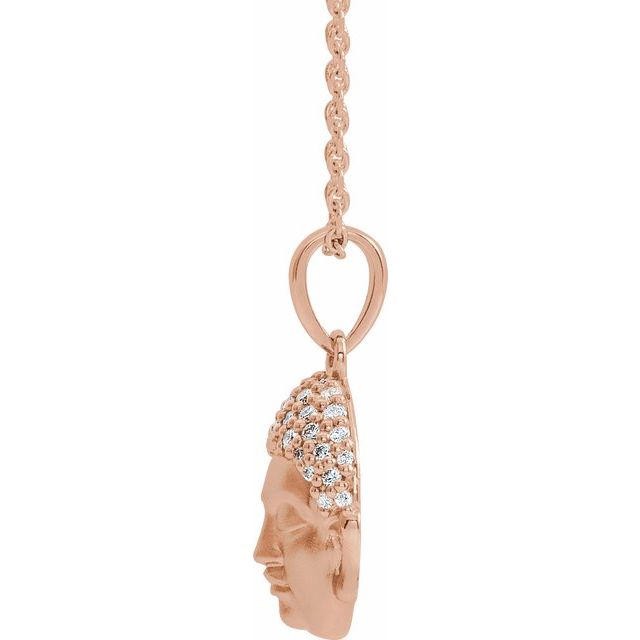 14K Gold & 1/8 CTW Diamond Buddha Necklace 16"-18"