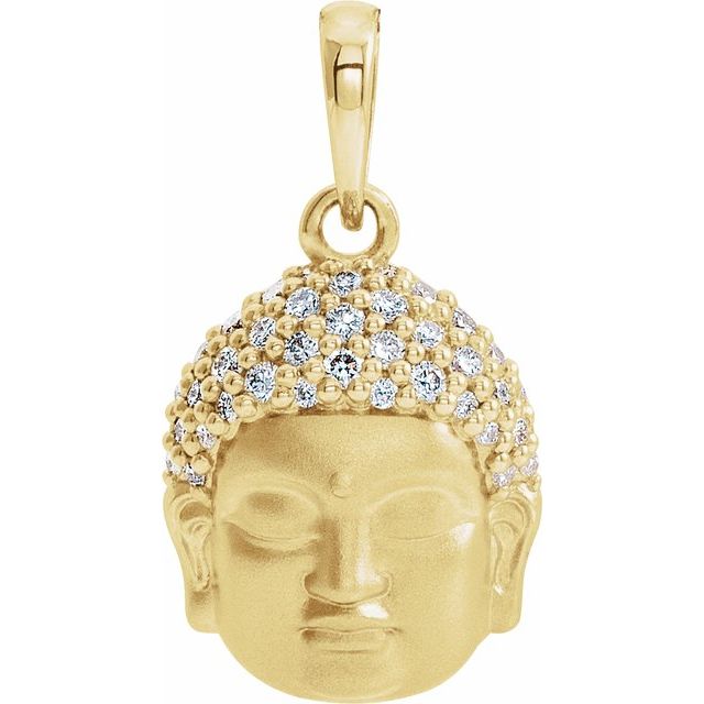 14K Gold & 1/8 CTW Diamond Buddha Necklace 16"-18"
