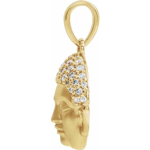 14K Gold & 1/8 CTW Diamond Buddha Necklace 16"-18"