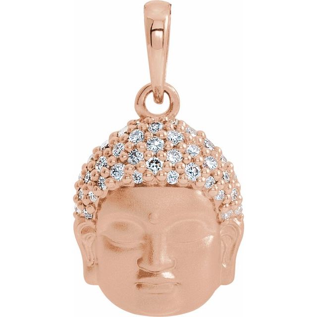 14K Gold & 1/8 CTW Diamond Buddha Necklace 16"-18"