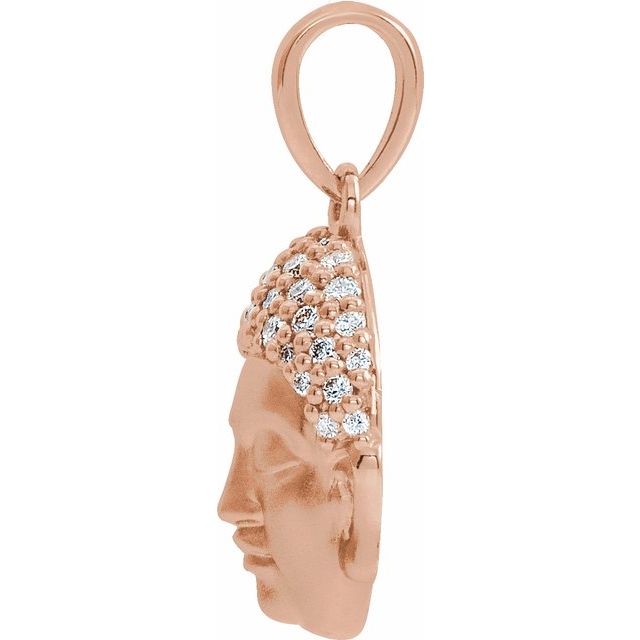 14K Gold & 1/8 CTW Diamond Buddha Necklace 16"-18"