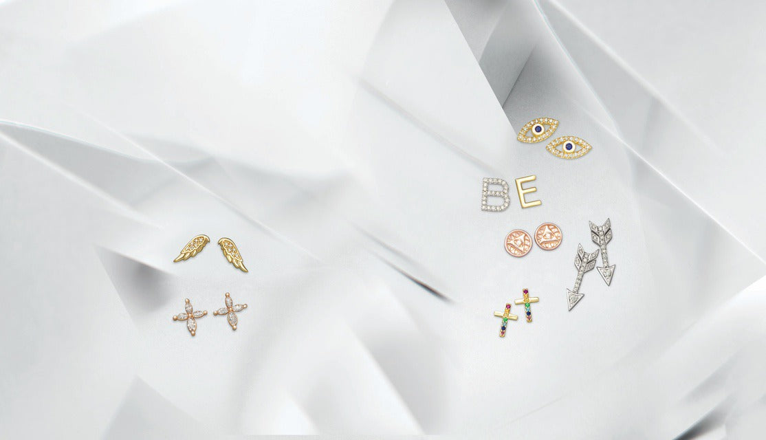 14K Gold Accented Angel Wing Earrings
