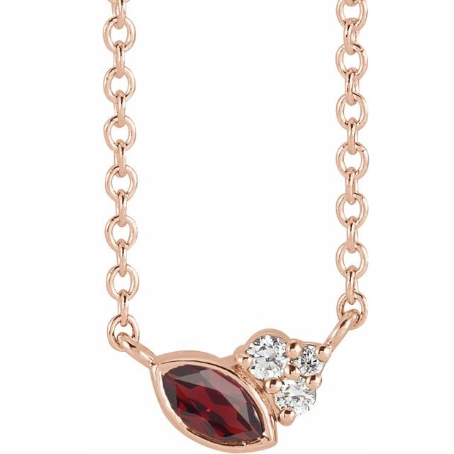14K Rose Pink Tourmaline & .03 CTW Diamond 16" Necklace
