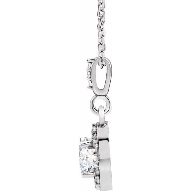 14K White 1/2 CTW - 5/8 CTW Diamond Halo-Style Necklace