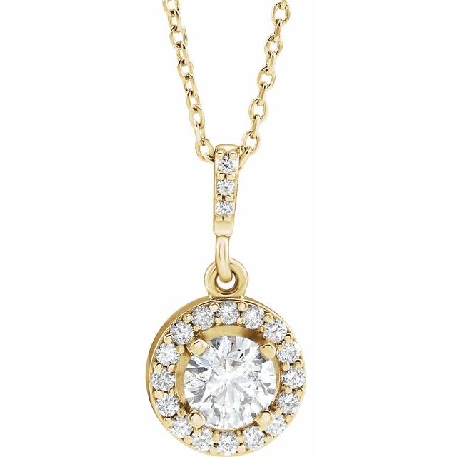 14K White 1/2 CTW - 5/8 CTW Diamond Halo-Style Necklace