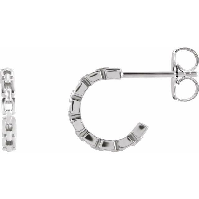 14K Gold Chain Link Hoop Earrings