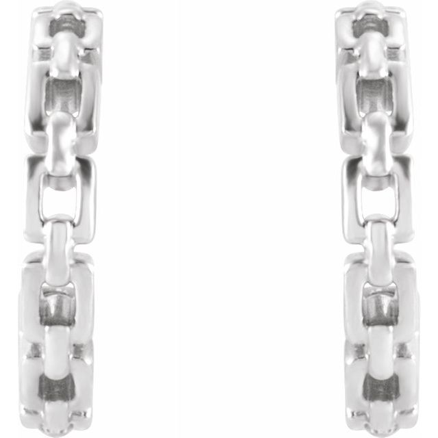 14K Gold Chain Link Hoop Earrings