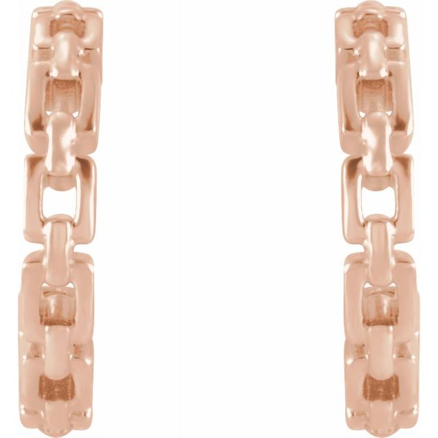 14K Gold Chain Link Hoop Earrings