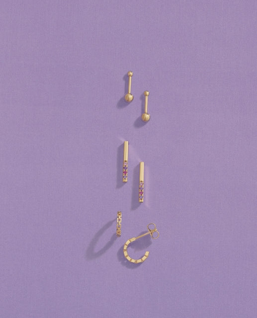 14K Gold Chain Link Hoop Earrings