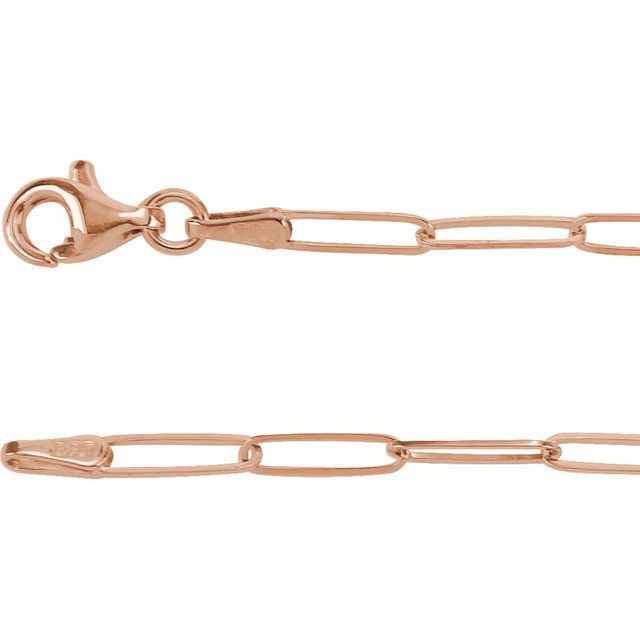 14K Gold 2.6 mm Elongated Flat Link Chain