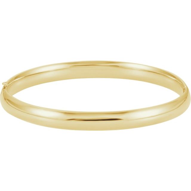 14K Yellow Gold 6.5 mm Hinged Bangle Bracelet