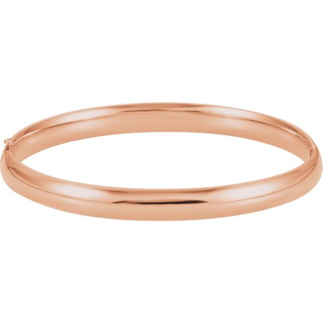 14K Yellow Gold 6.5 mm Hinged Bangle Bracelet