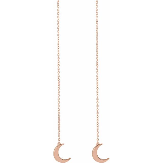 14K Gold Crescent Chain Earrings