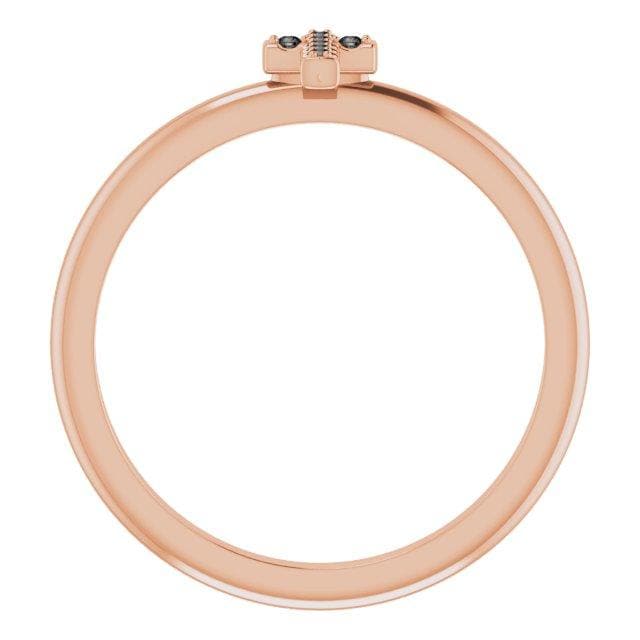 14K Rose Gold .03 CTW Black Diamond Stackable Cross Ring