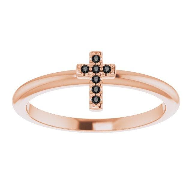 14K Rose Gold .03 CTW Black Diamond Stackable Cross Ring