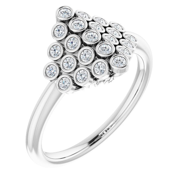 14K Gold 1/3 CTW Diamond Bezel-Set Cluster Ring