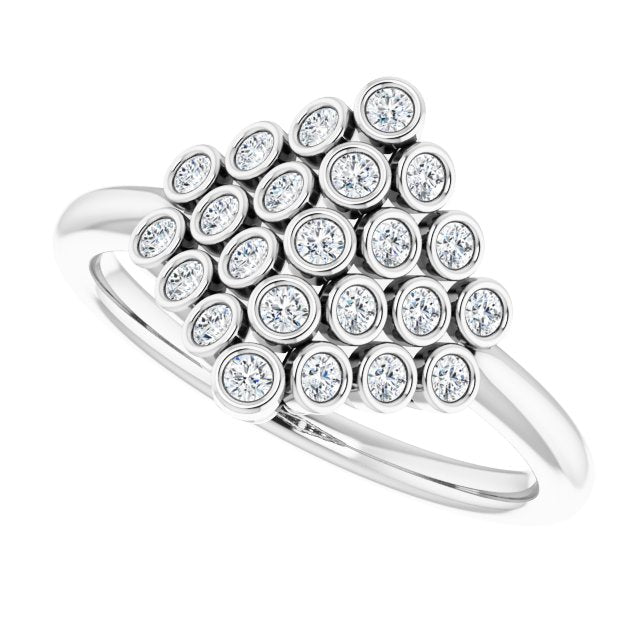 14K Gold 1/3 CTW Diamond Bezel-Set Cluster Ring